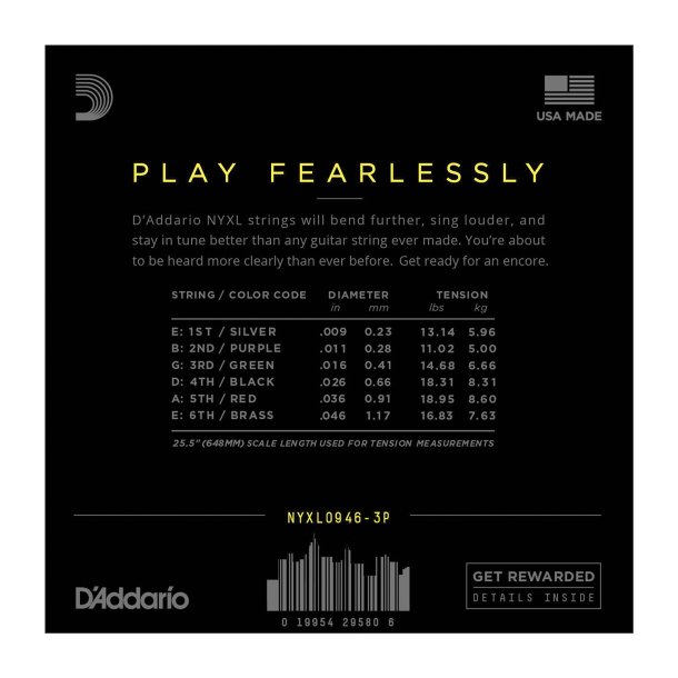D'Addario NYXL0946-3P - NYXL 3-D pack 009-046